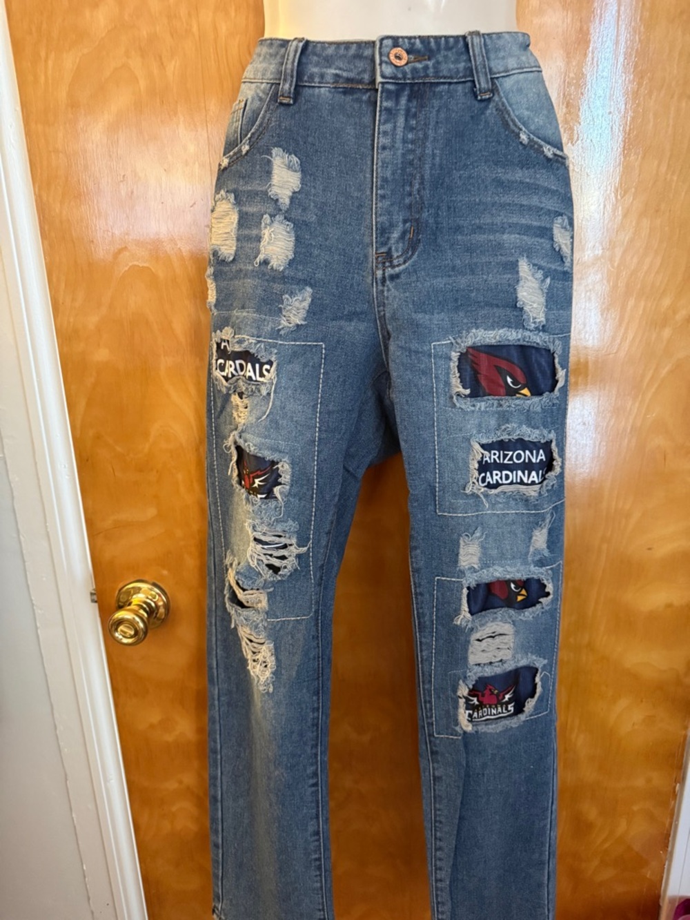 Arizona Cardinals Patch Distressed Denim Jeans - Blue